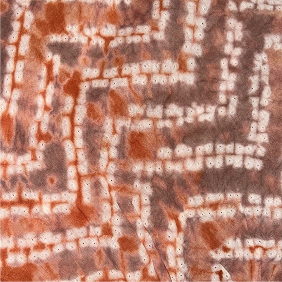 ULLA JOHNSON Orange Tie-Dye Knee Length Wrap Dress Size 8